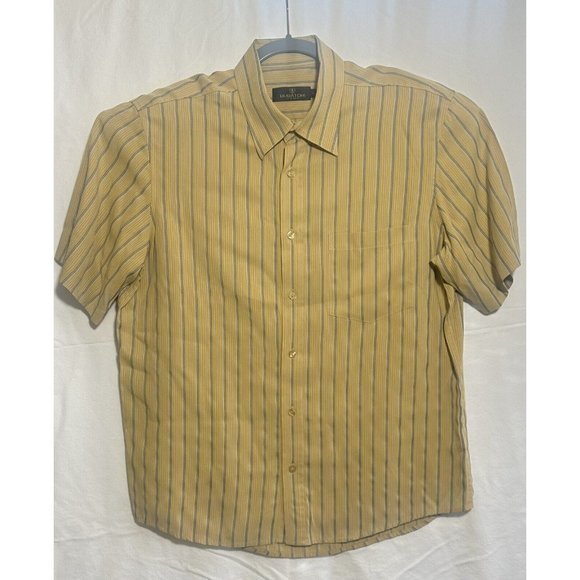 Bugatchi Uomo Shirt Mens Large Striped Button Up Short Sleeve Collared - Picture 2 of 6